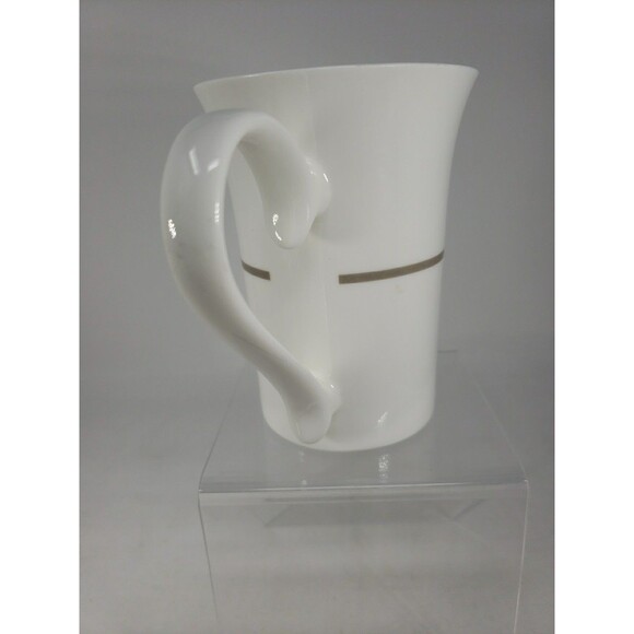 Starbucks Coffee Tea Mug Cup Gold Taupe Diamond Scroll Pattern Half Heart Handle - Picture 7 of 16